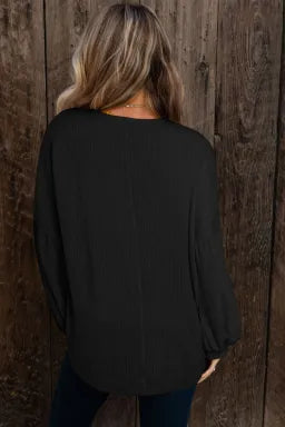 Black Lantern Sleeve Blouse