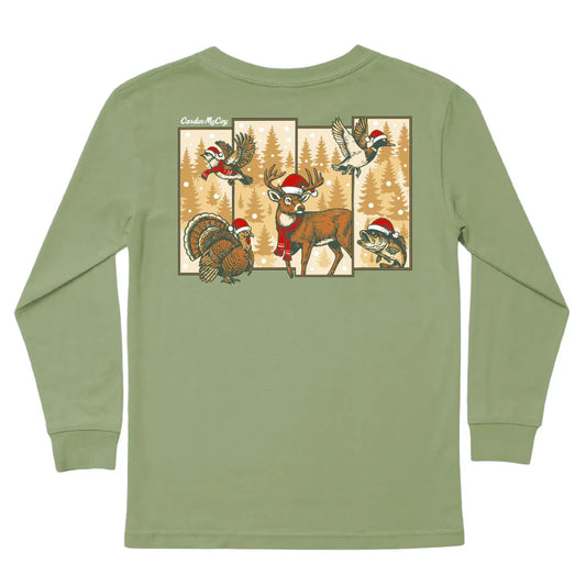 Cardin McCoy Boys' Christmas Hunting Grid Long-Sleeve Tee