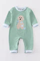 Boys Green Valentine Puppy Romper