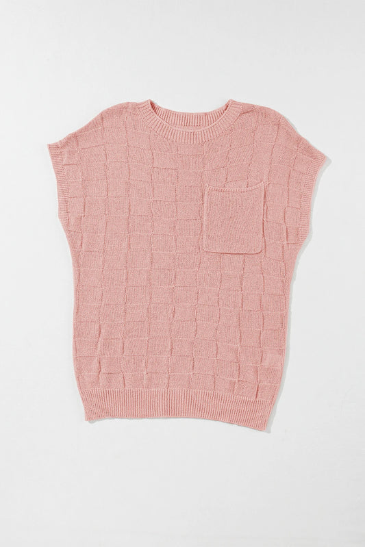 Pink Lattice Sweater Top