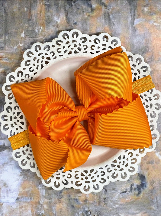 Orange Oversize Scalloped Bow Headband