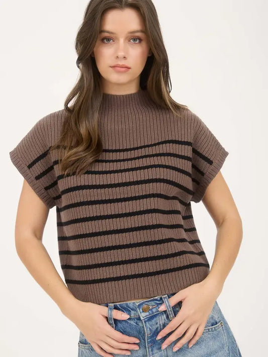 Mocha Stripe Sweater Top