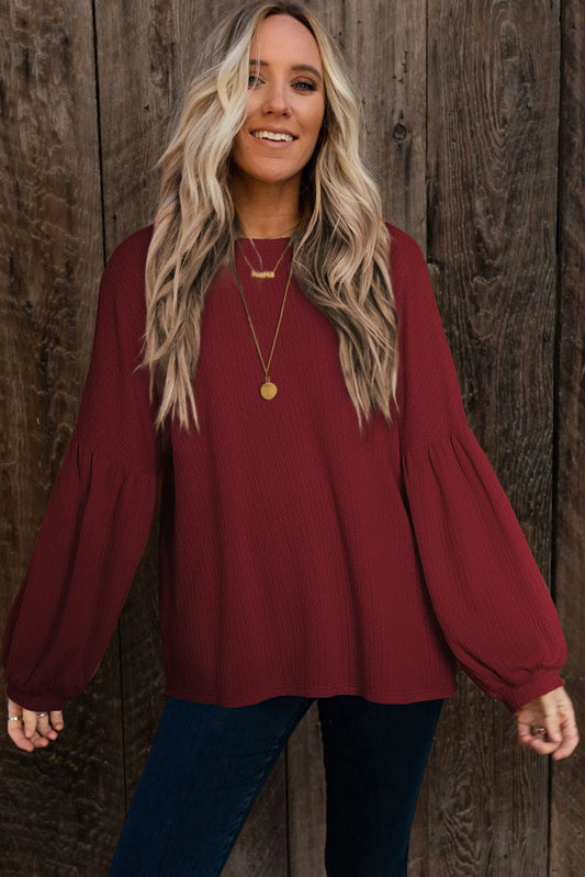 Ruby Textured Lantern Blouse