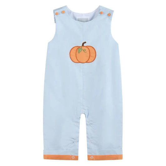 Lil Catus Blue Pumpkin Applique Overalls