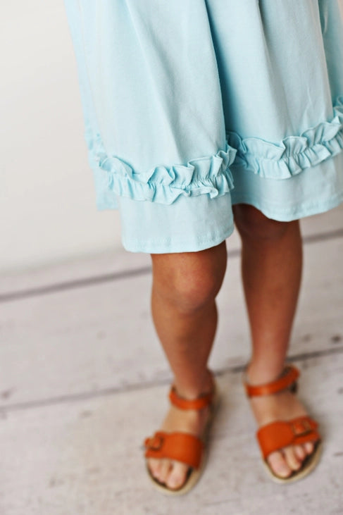 Girl's Pastel Blue Ruffle Dress