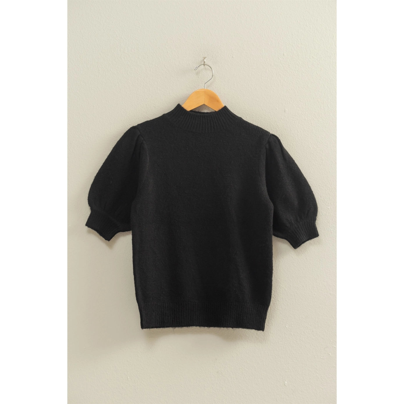 Black Puff Sleeve Sweater