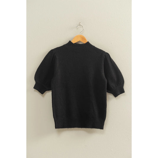 Black Puff Sleeve Sweater