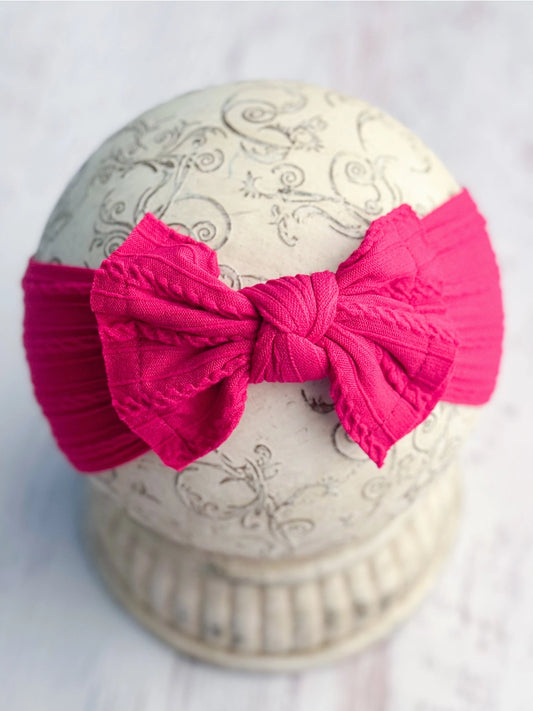 Hot Pink Cable Knit Baby Headband