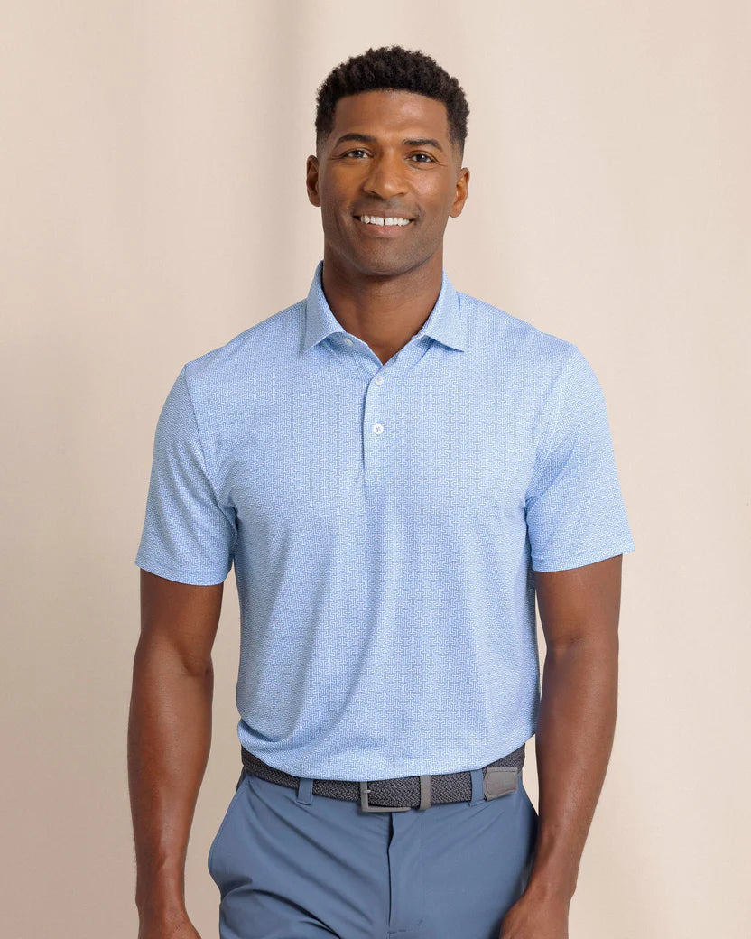Southern Tide Men's Driver ST Geo Polo- Boat Blue