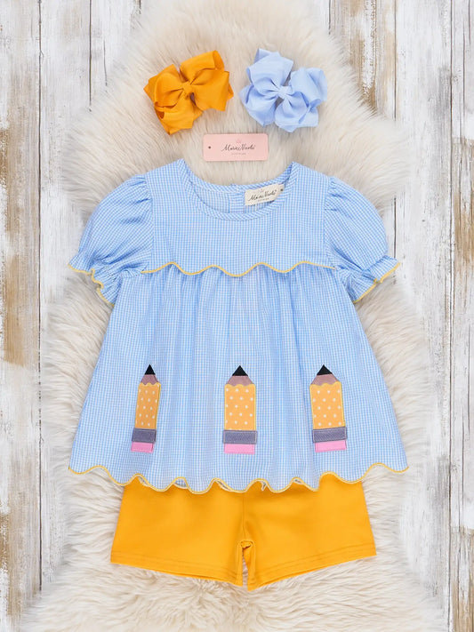 Scallop Hem Embroidered Pencil Outfit