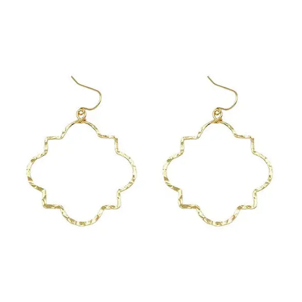 Hammered Gold Textured Open Geometric Earrings