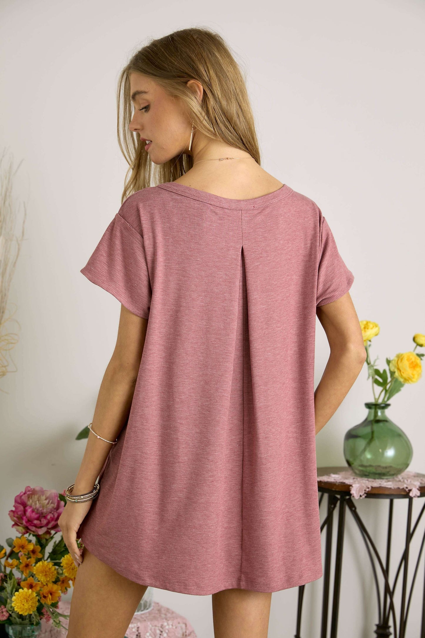 All the Mauve Top with Detailed Back