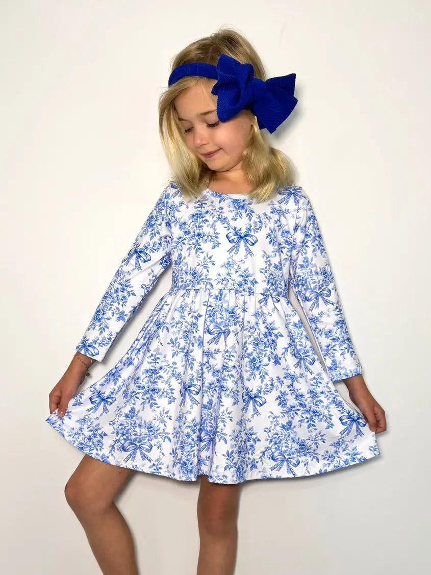Blue Chinoiserie Girls Dress – Cardinal Creek Spaniels