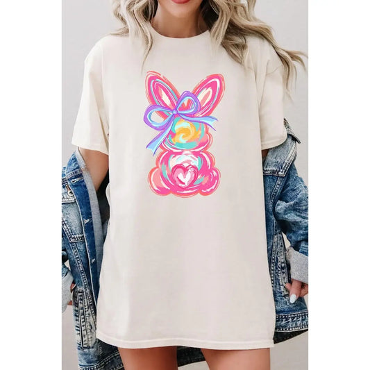 Brushstroke Easter Bunny Tee in Natural