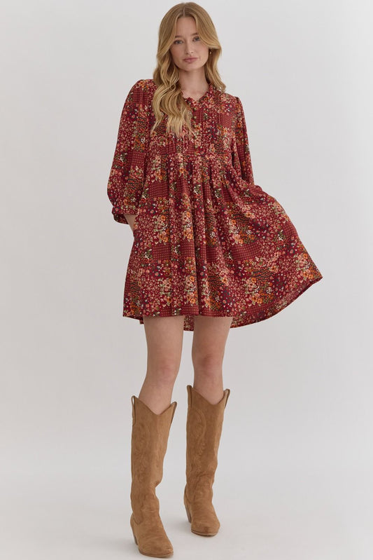 Entro Floral Dress 'Rust Color'