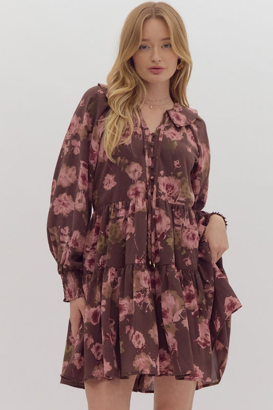 Entro Brown Floral Dress