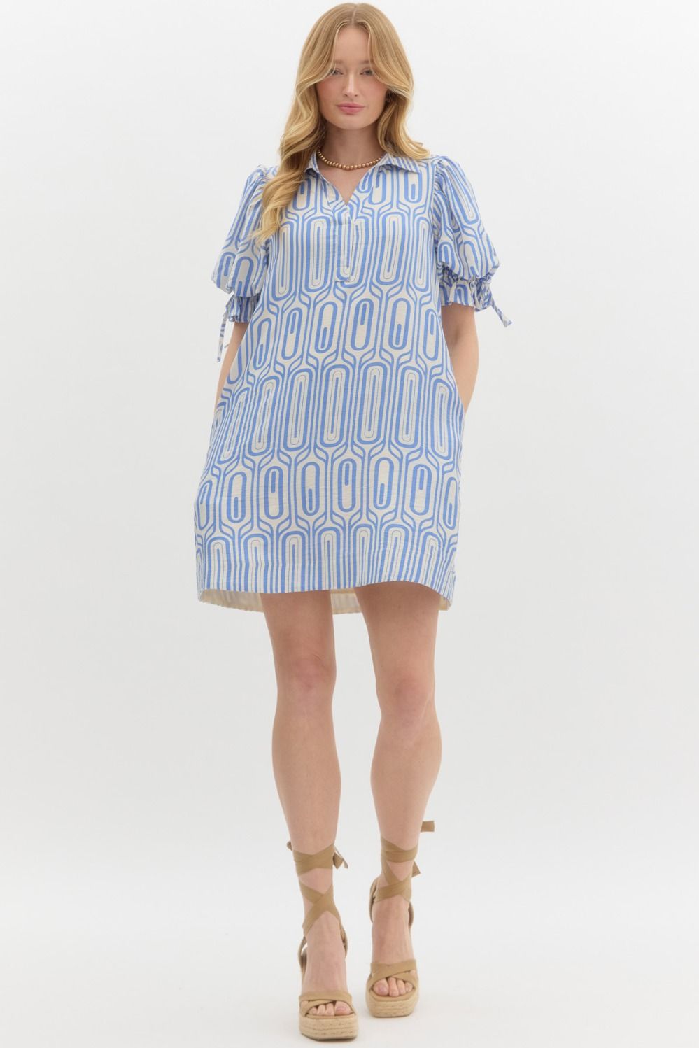 Entro Blue Abstract Dress