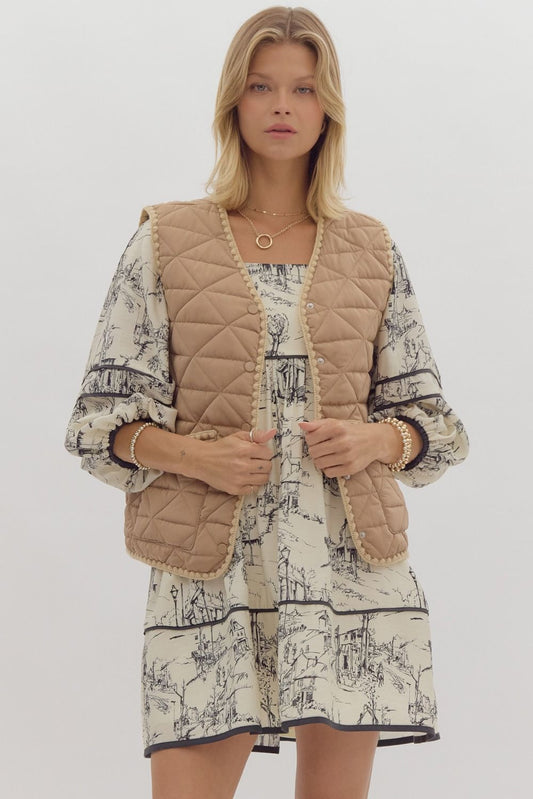 Entro Camel Quilted Vest