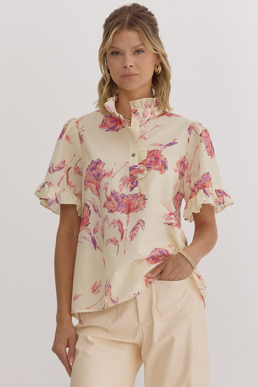 Entro Cream Floral Top