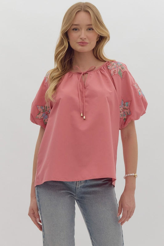 Entro Make a Statement Top W/Puff Sleeves