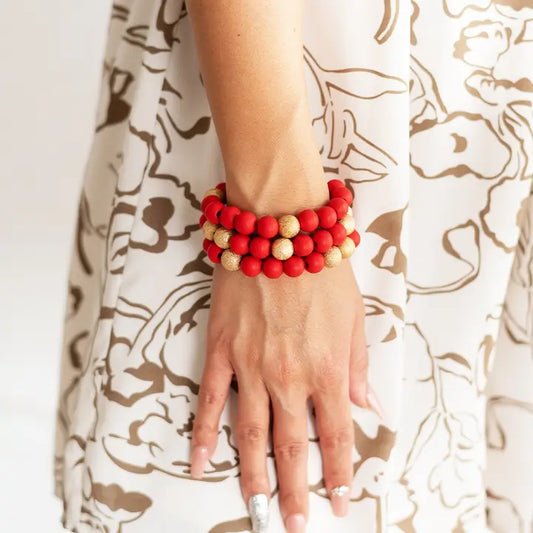 Red Nora Stack Bracelets