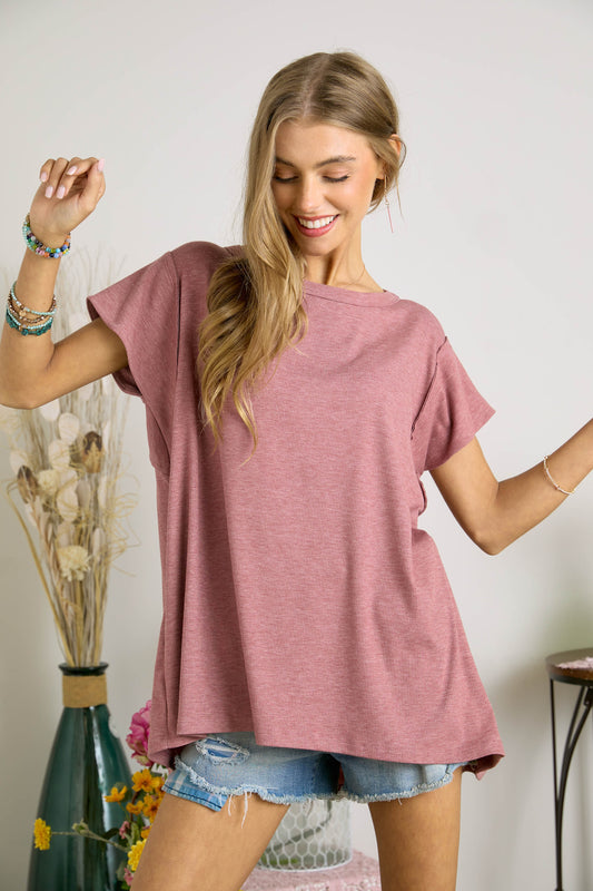 All the Mauve Top with Detailed Back