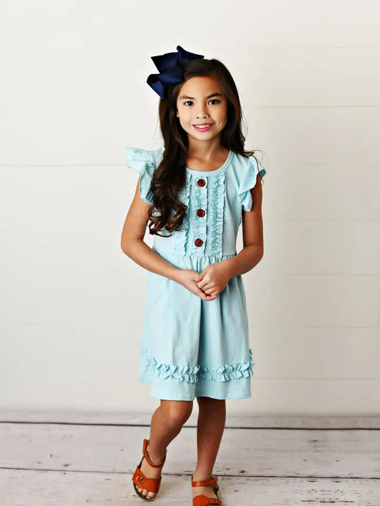 Girl's Pastel Blue Ruffle Dress