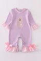 Girls Purple Puppy Valentine Romper