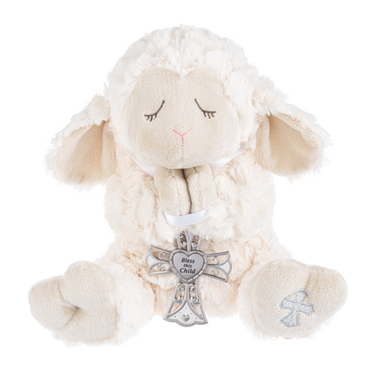 Serenity Lamb W/Cross 13"