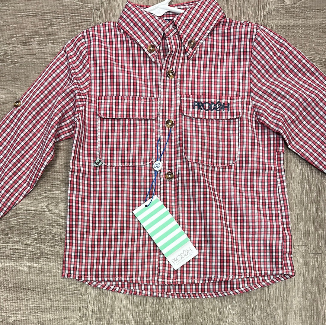 Prodoh Red Plaid Button Up