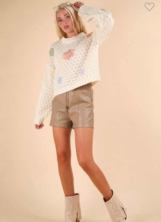 Stone Faux Leather Shorts