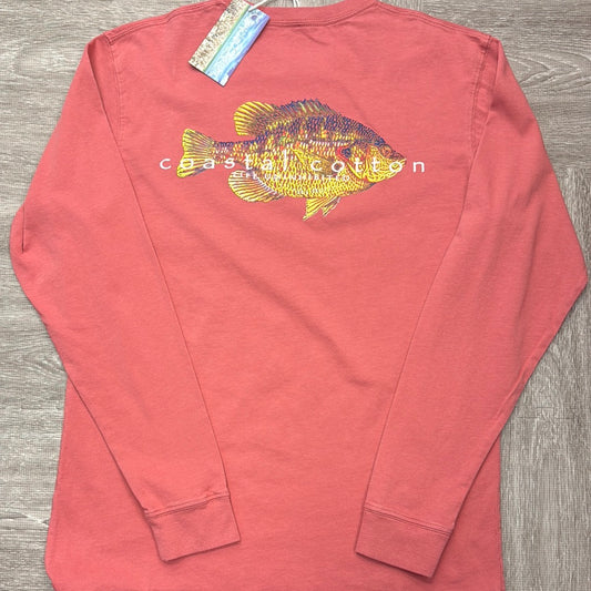 Coastal Cotton Bluegill in Crimson LS Tee