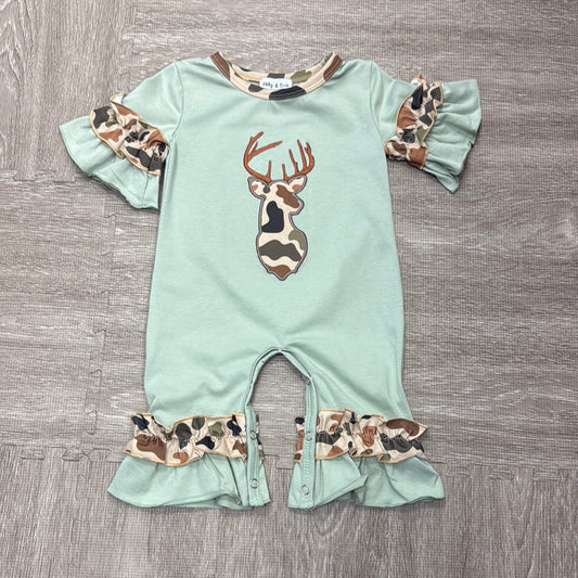 Camouflage Deer Appliqué Romper