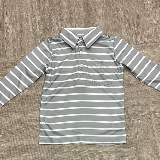 Saltwater Boys Grey/White Stripe Performance Polo