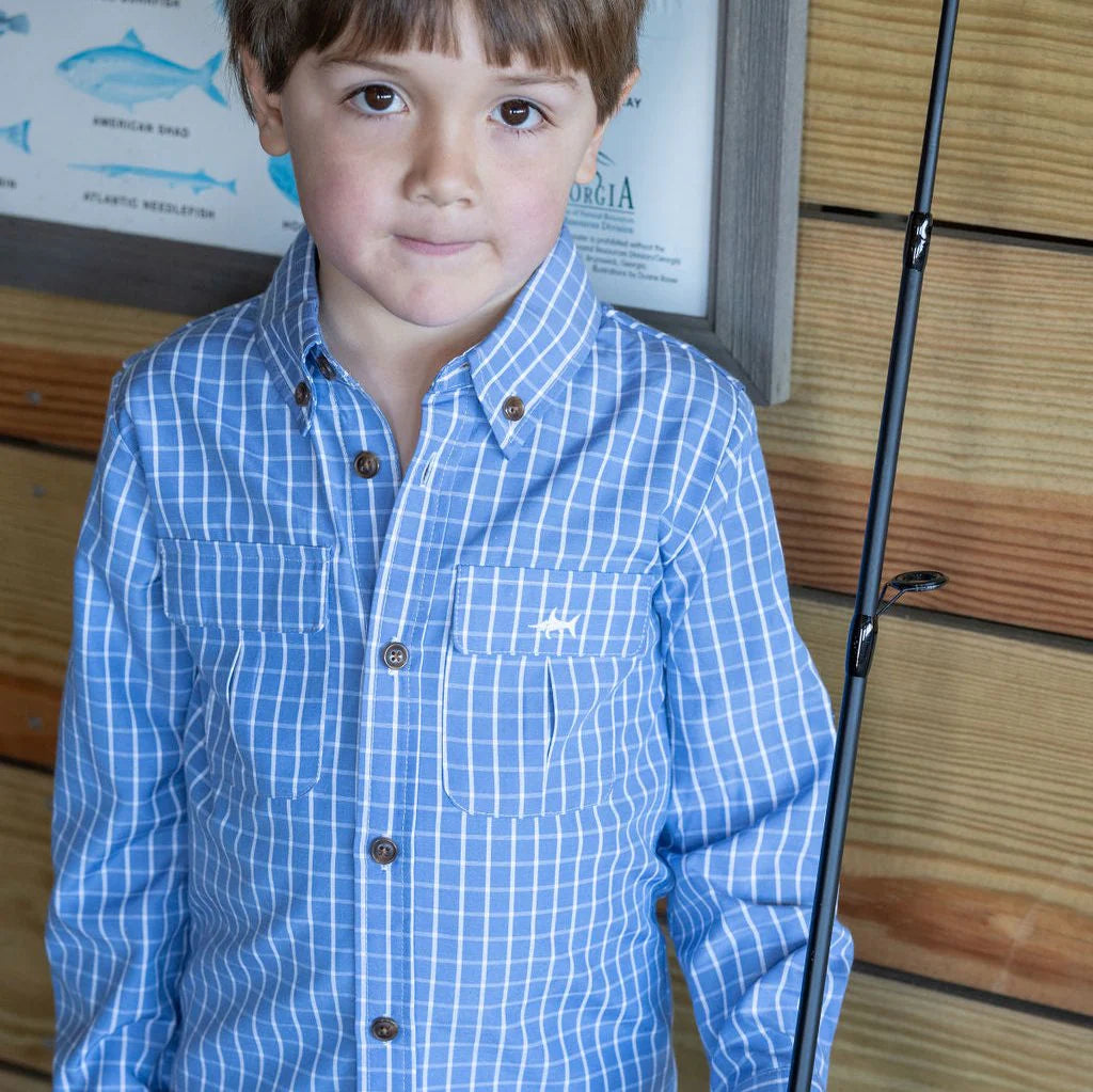 Saltwater Boys Blue/White Plaid Flagler Shirt