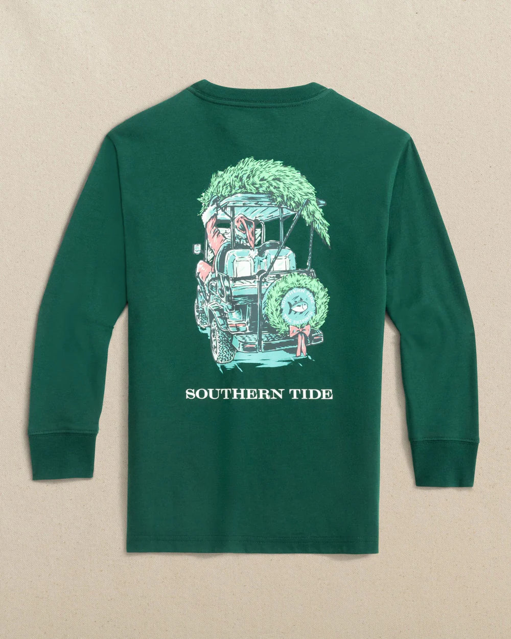 Southern Tide Salt Meadow Youth LS Santa Club Car Tee