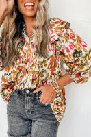 Multicolor Abstract 3/4 Sleeve Blouse