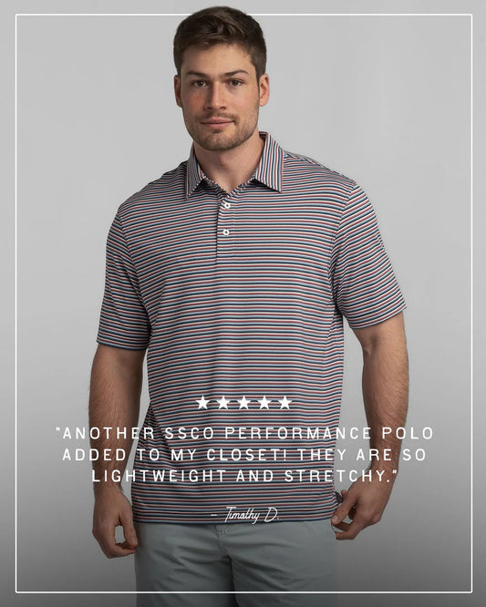 SSCO Tybee Stripe Polo in Patriotic