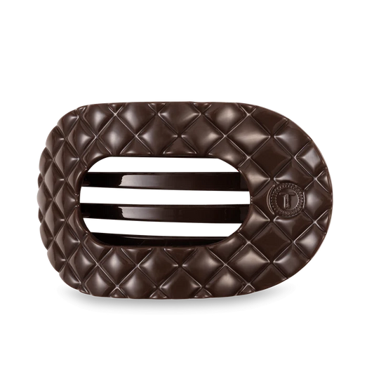 Teletie Truly Taupe Quilted Large Flat Round Hair Clip