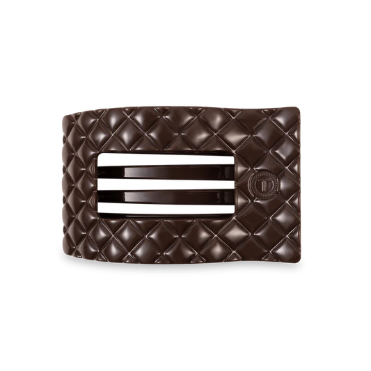 Teletie Truly Taupe Quilted Medium Flat Rectangle Hair Clip