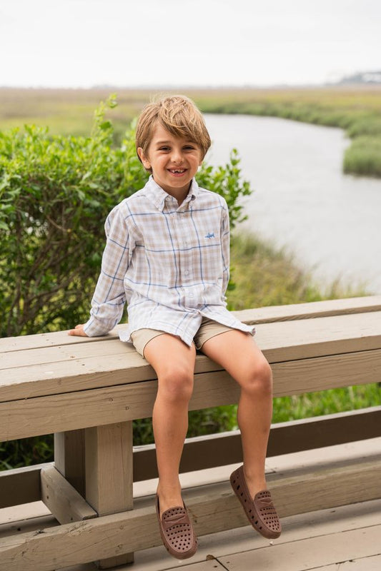 Saltwater Boys Khaki/Blue Plaid Shirt