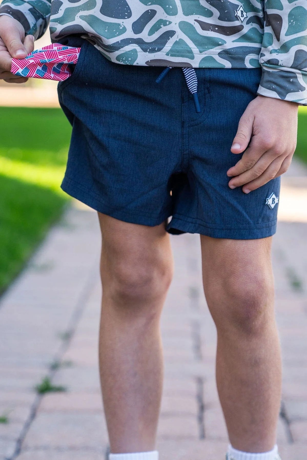 Burlebo Heather Navy Athletic Shorts Youth