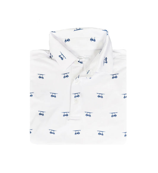 Bald Head Blues White Golf Cart Youth Polo